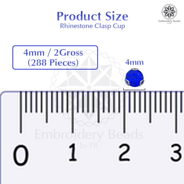 Premium Rhinestone Clasp Cup - 4MM | Royal Blue Diamond