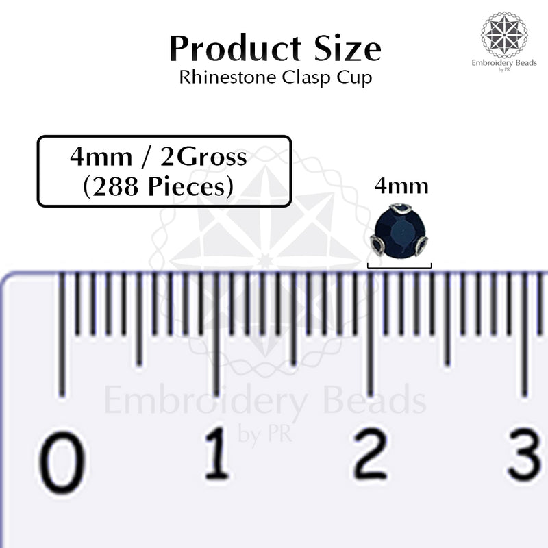 Premium Rhinestone Clasp Cup - 4MM | Black