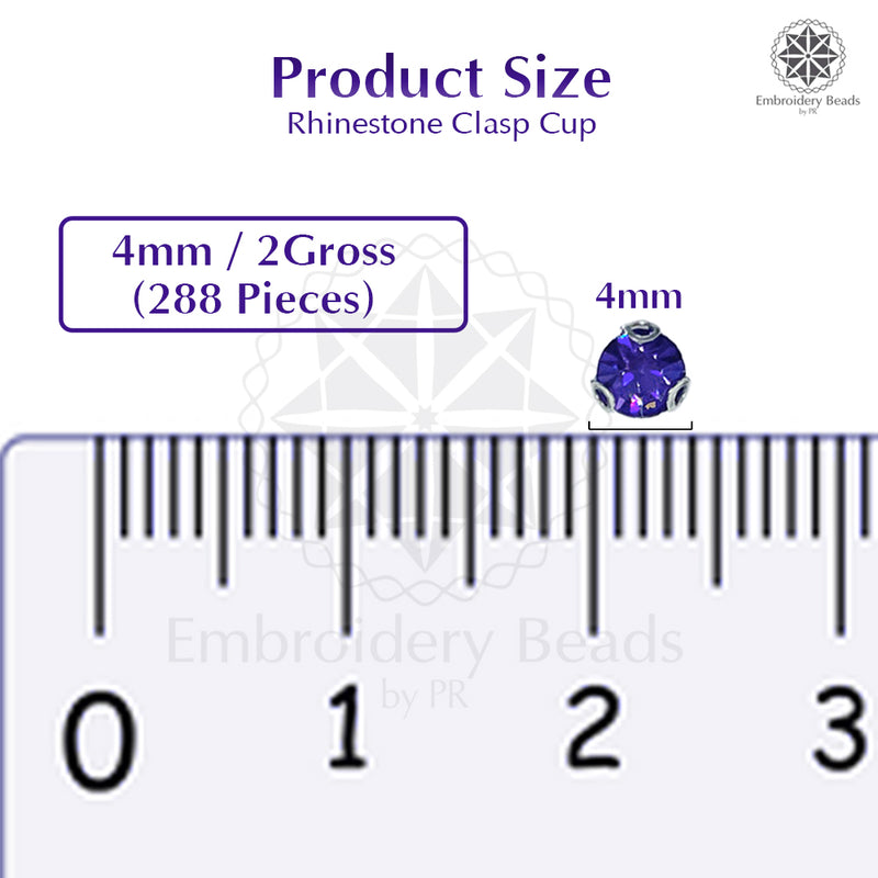 Premium Rhinestone Clasp Cup - 4MM | Purple