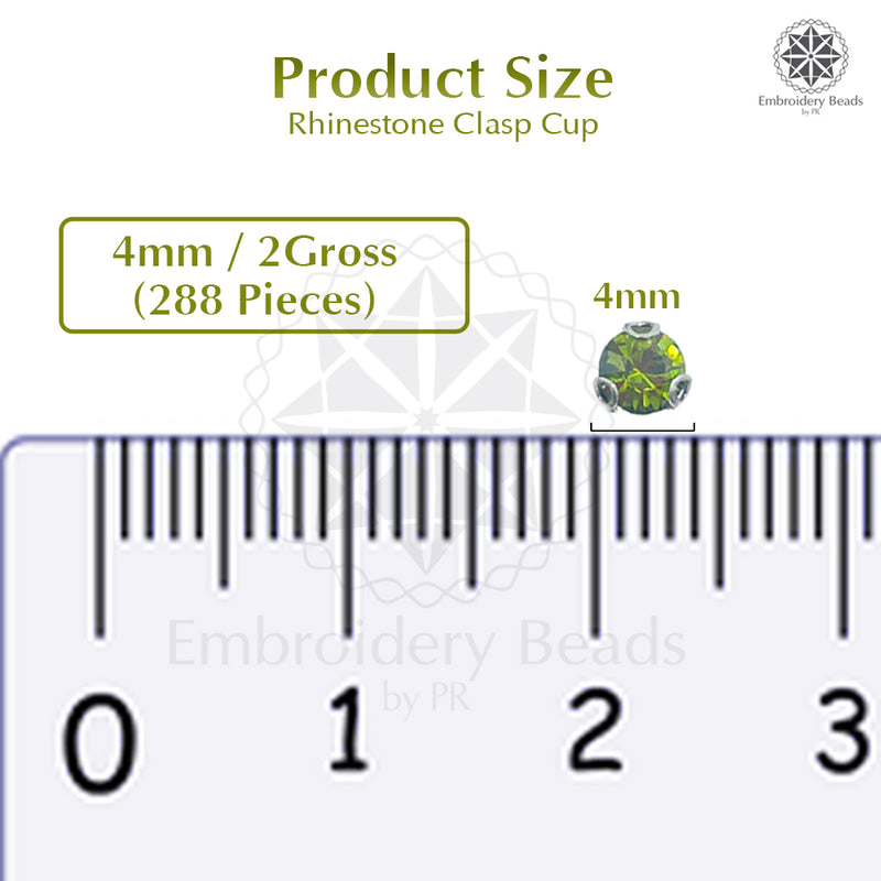 Premium Rhinestone Clasp Cup - 4MM | Light Green
