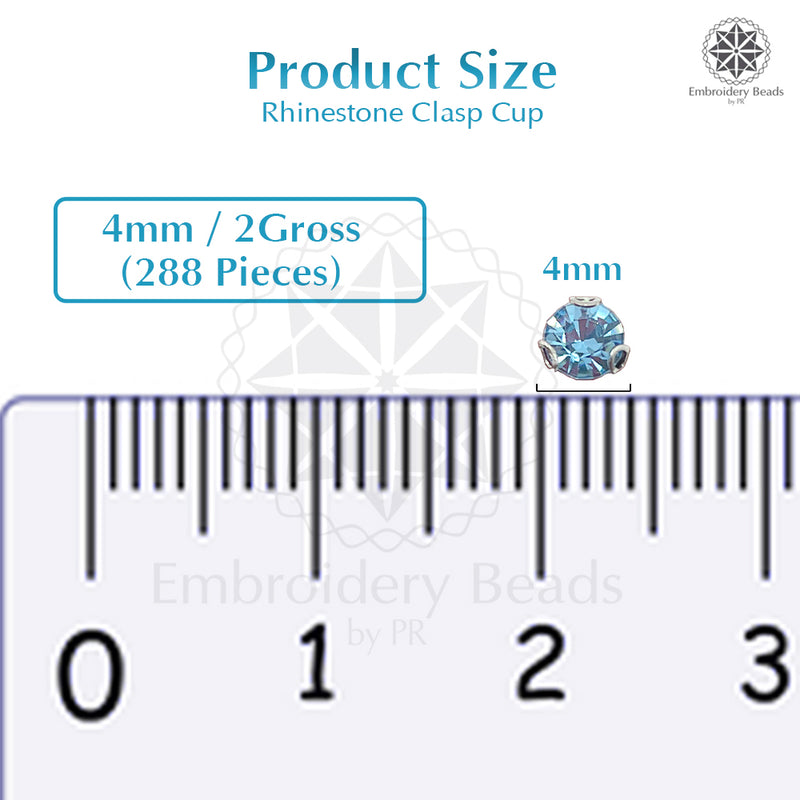 Premium Rhinestone Clasp Cup - 4MM | Aquamarine