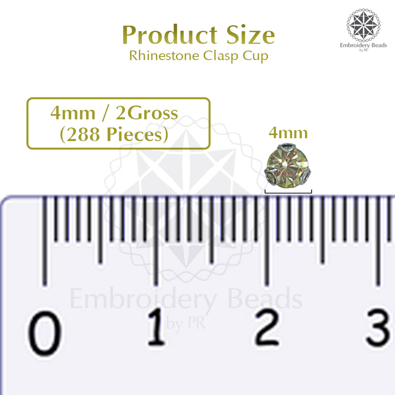 Premium Rhinestone Clasp Cup - 4MM | 	Light Yellow