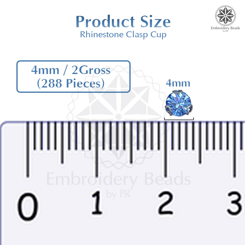 Premium Rhinestone Clasp Cup - 4MM | Sky Blue Diamond
