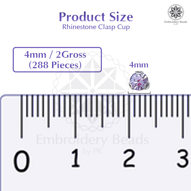 Premium Rhinestone Clasp Cup - 4MM | Lavender