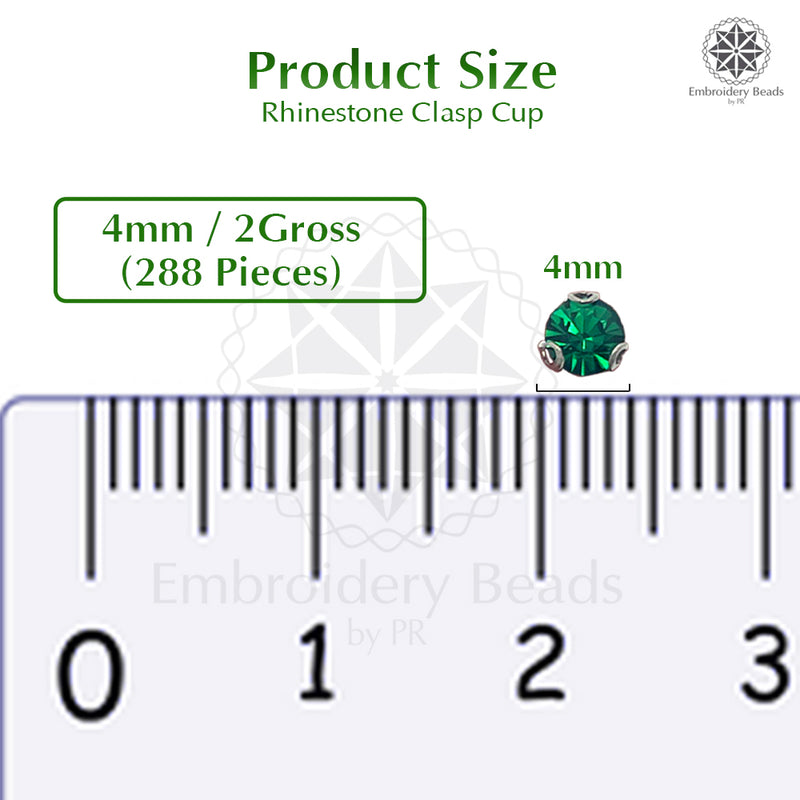 Premium Rhinestone Clasp Cup - 4MM | Emerald