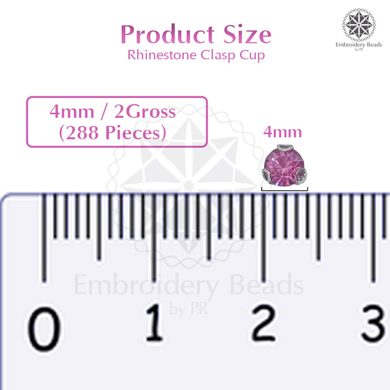 Premium Rhinestone Clasp Cup - 4MM | Rose