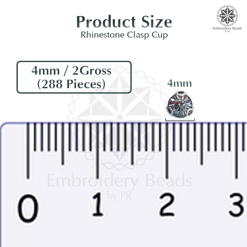 Premium Rhinestone Clasp Cup - 4MM | Black Diamond