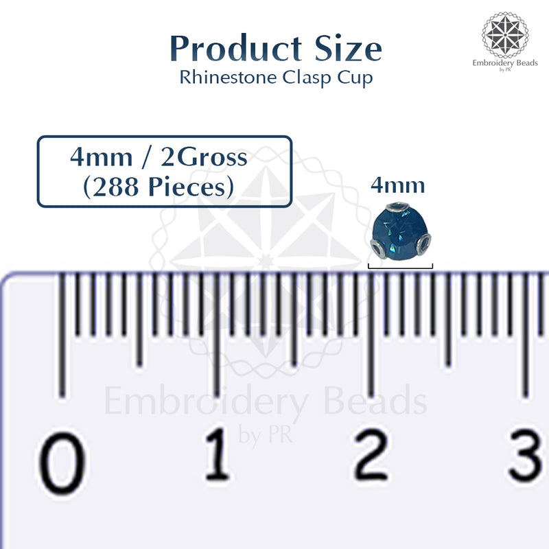 Premium Rhinestone Clasp Cup - 4MM | Dark Blue