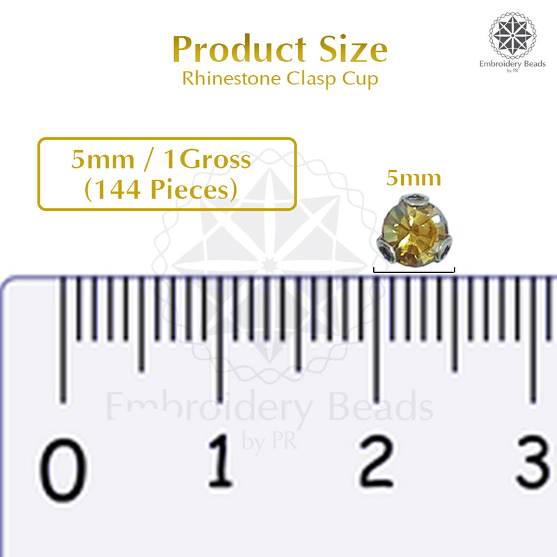 Premium Rhinestone Clasp Cup - 5MM | Golden Amber AB