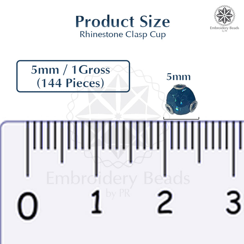Premium Rhinestone Clasp Cup - 5MM | Dark Blue