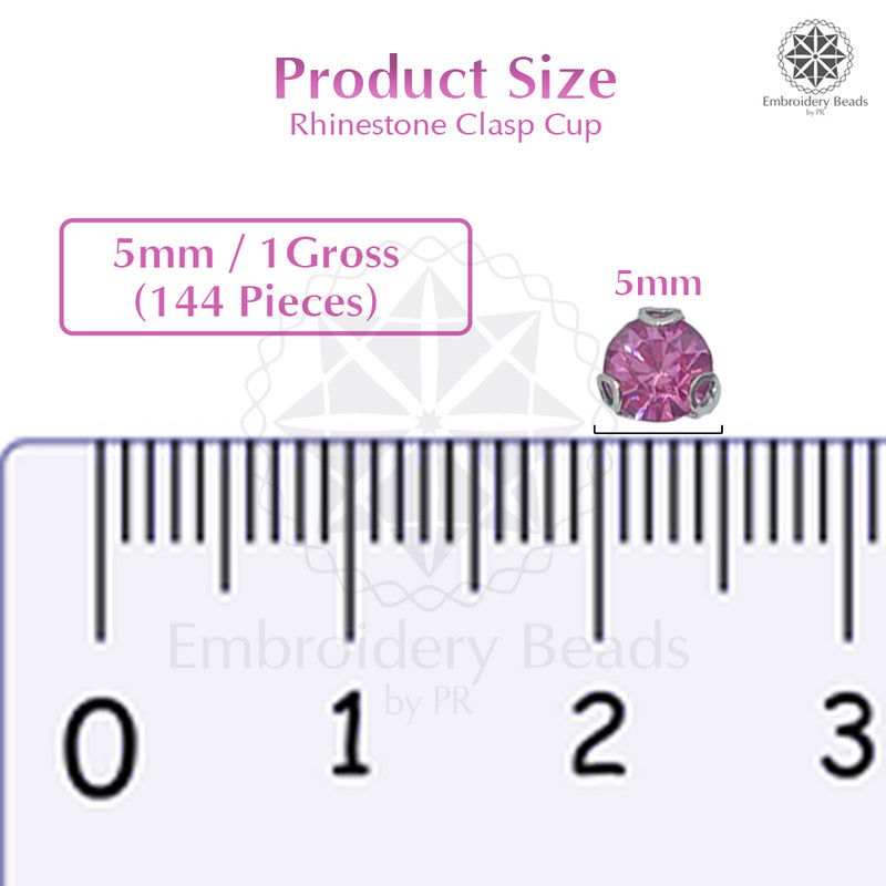 Premium Rhinestone Clasp Cup - 5MM | Rose