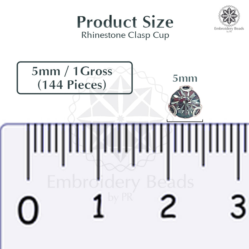 Premium Rhinestone Clasp Cup - 5MM | Black Diamond