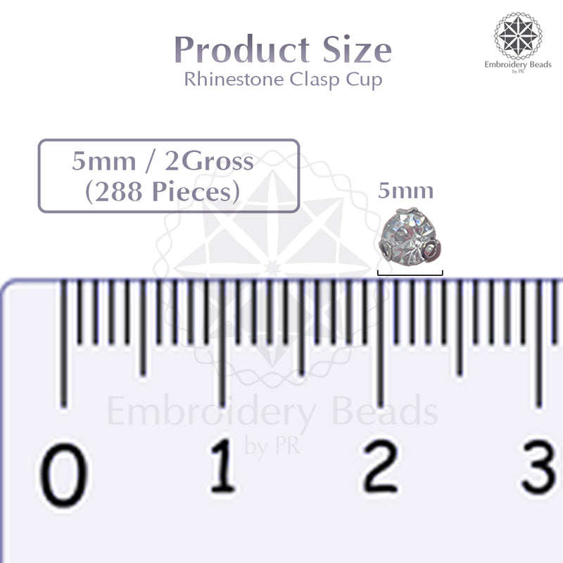 Premium Rhinestone Clasp Cup - 5MM | Silver