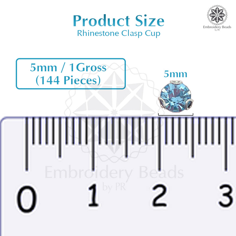 Premium Rhinestone Clasp Cup - 5MM | Aquamarine