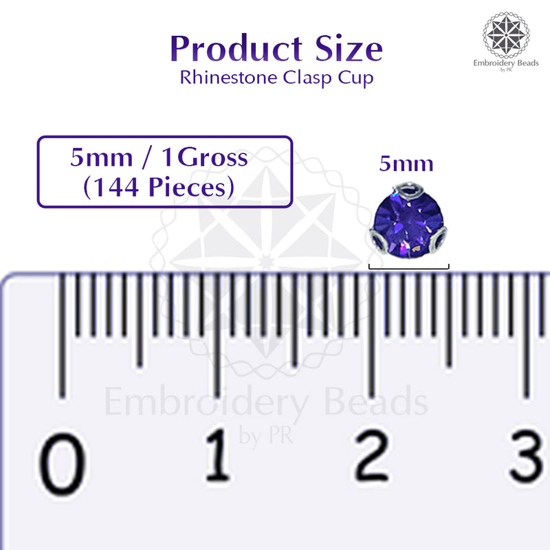 Premium Rhinestone Clasp Cup - 5MM | Purple