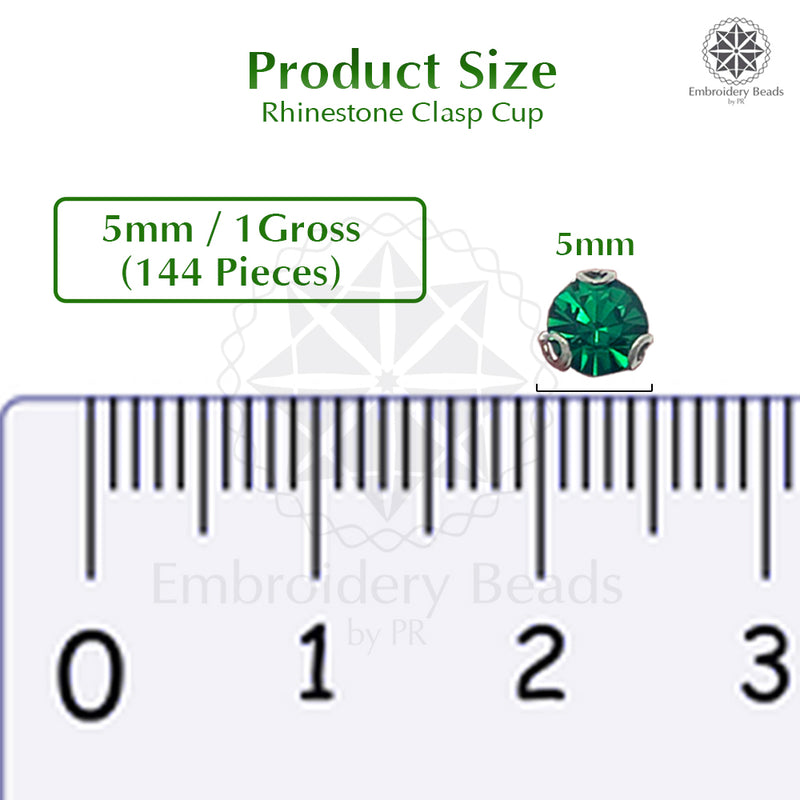 Premium Rhinestone Clasp Cup - 5MM | Emerald
