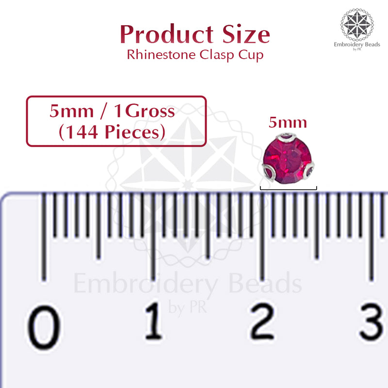 Premium Rhinestone Clasp Cup - 5MM | Red