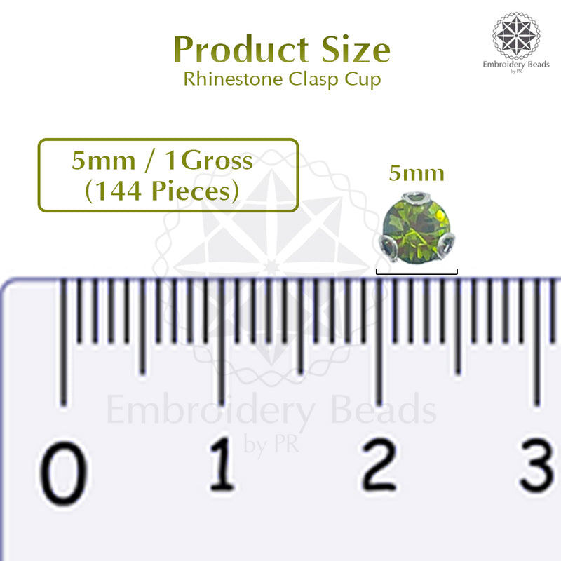 Premium Rhinestone Clasp Cup - 5MM | Light Green