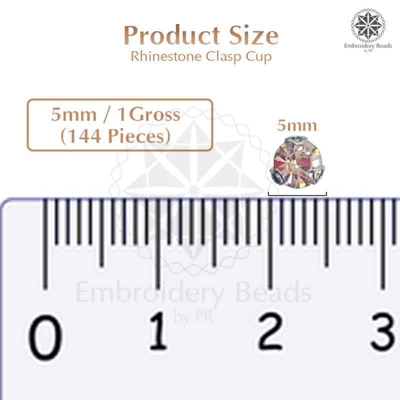 Premium Rhinestone Clasp Cup - 5MM | 	Light Peach