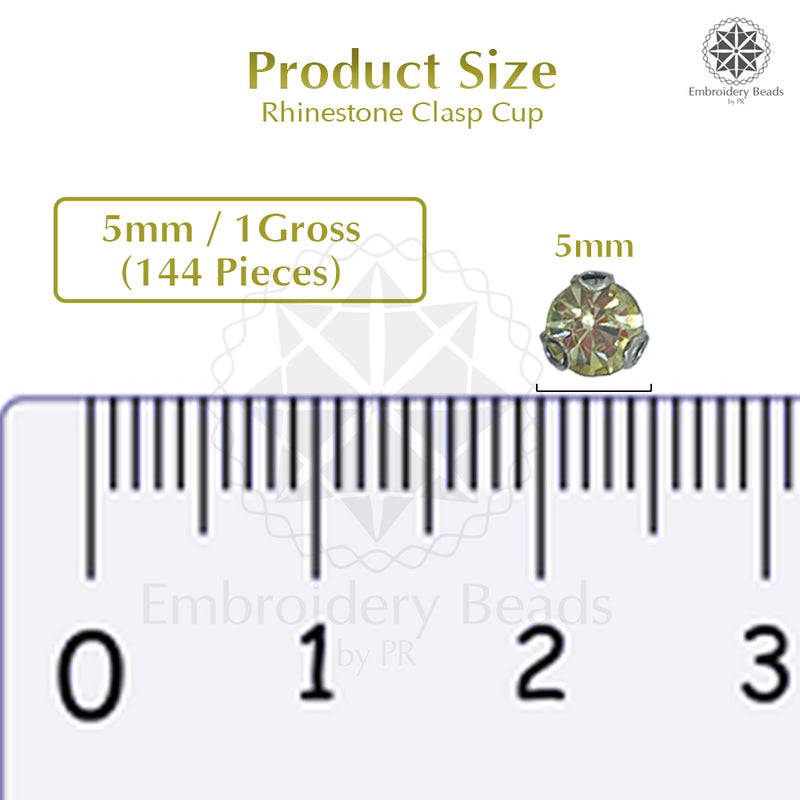Premium Rhinestone Clasp Cup - 5MM | 	Light Yellow