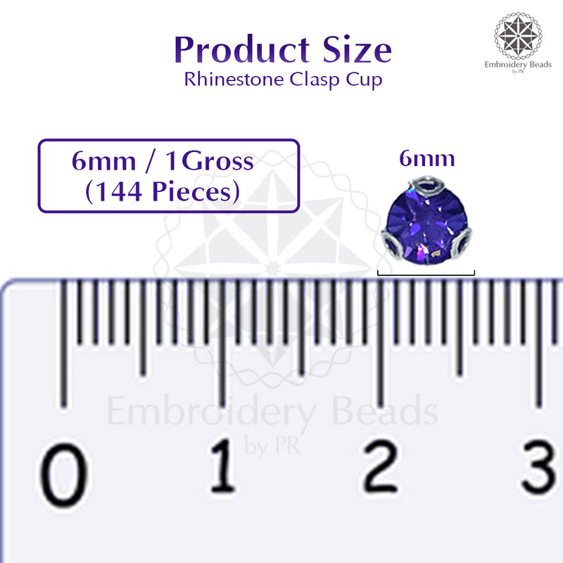 Premium Rhinestone Clasp Cup - 6MM | Purple