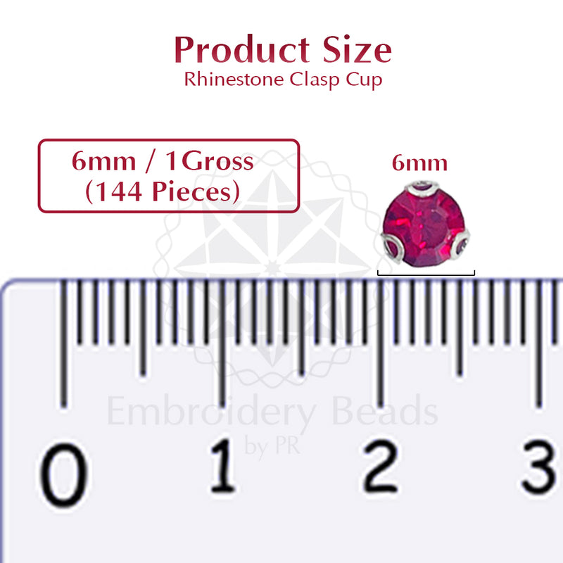Premium Rhinestone Clasp Cup - 6MM | Red