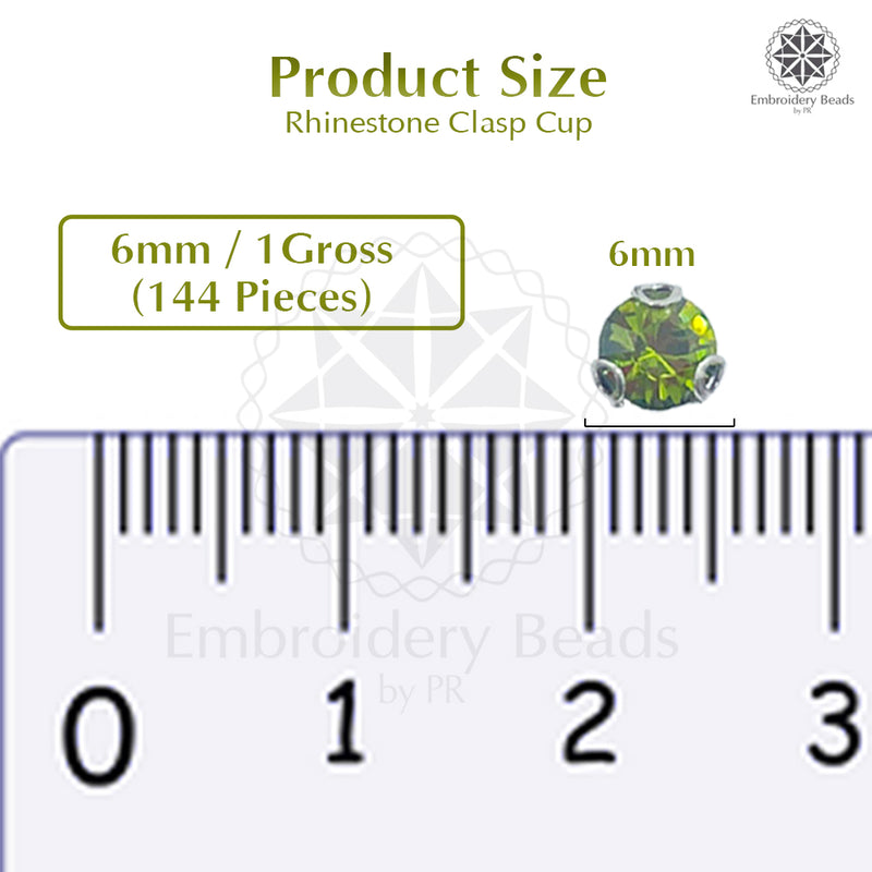 Premium Rhinestone Clasp Cup - 6MM | Light Green