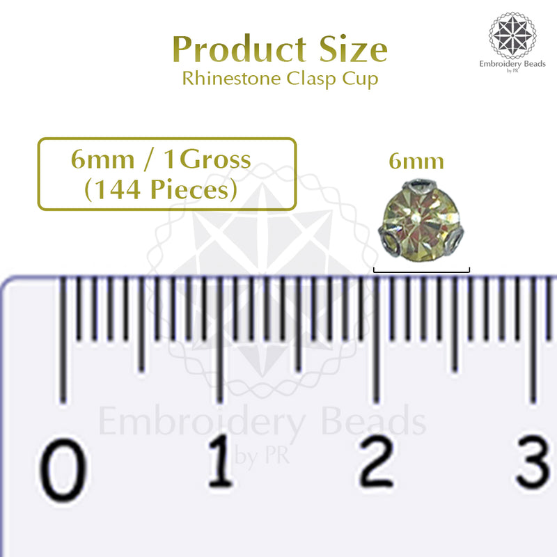 Premium Rhinestone Clasp Cup - 6MM | 	Light Yellow