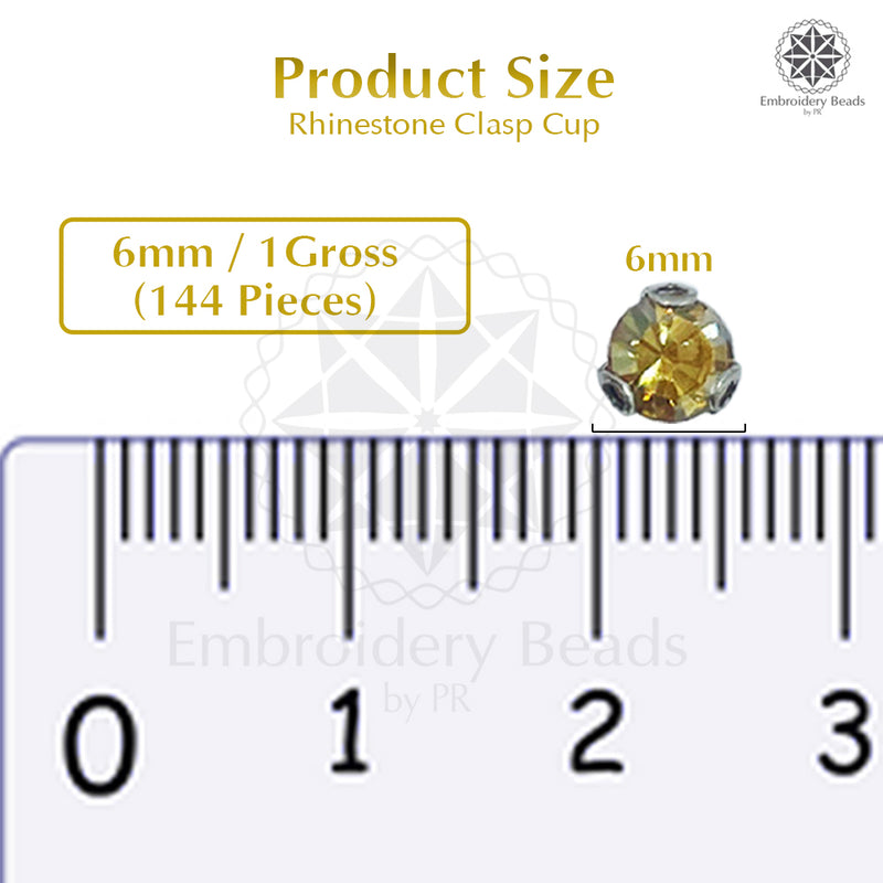 Premium Rhinestone Clasp Cup - 6MM | Golden Amber AB