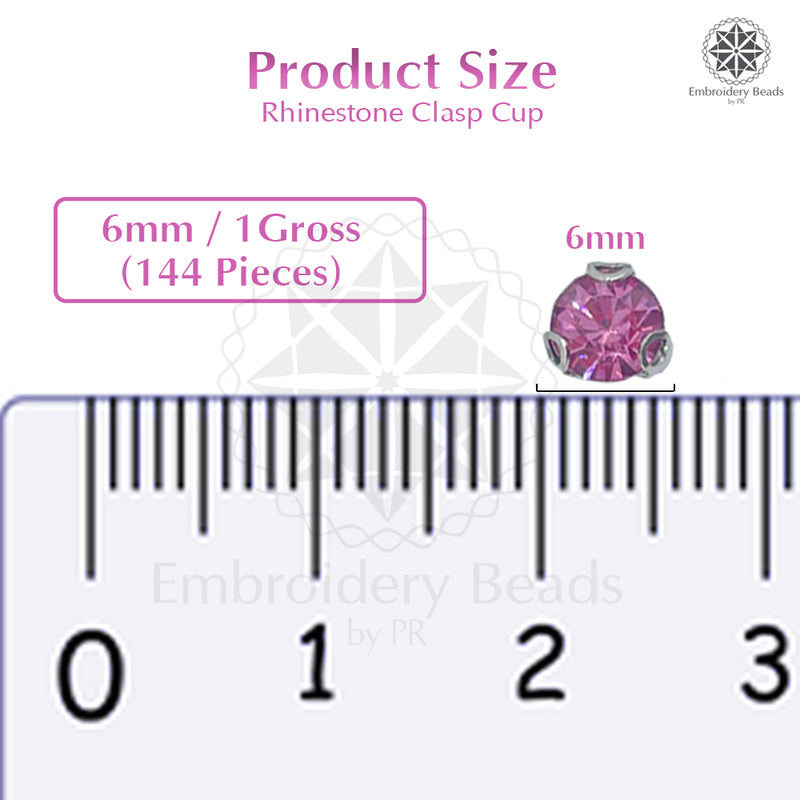 Premium Rhinestone Clasp Cup - 6MM | Rose