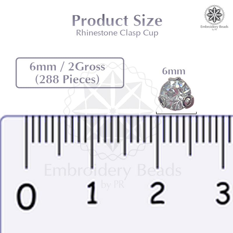 Premium Rhinestone Clasp Cup - 6MM | Silver