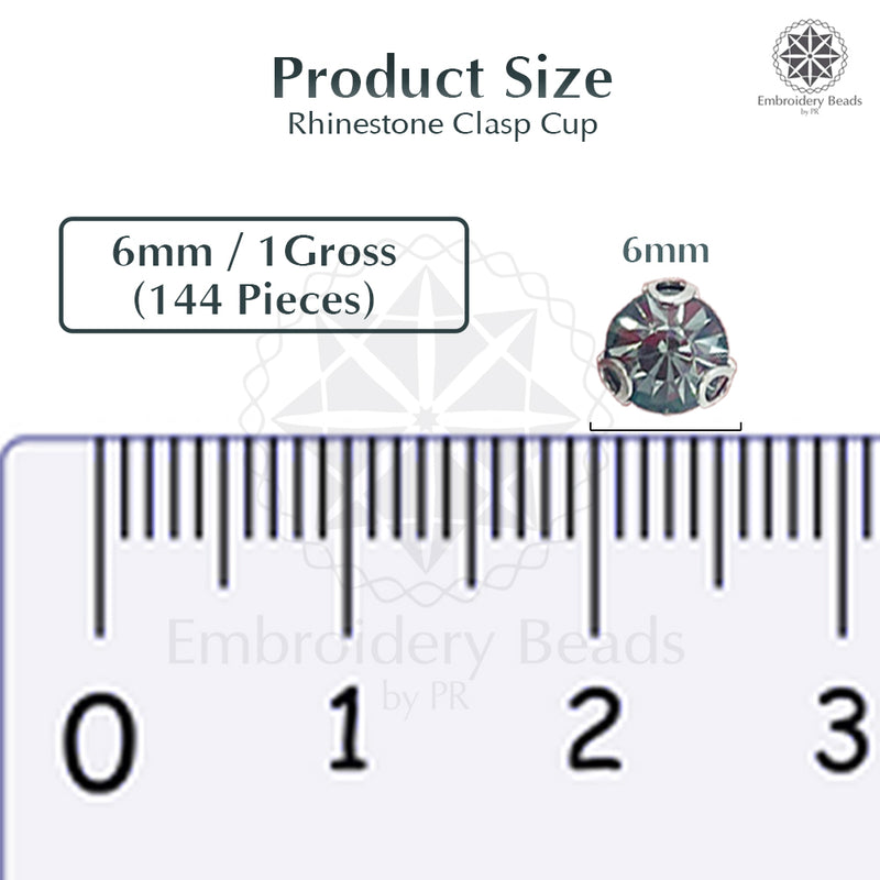 Premium Rhinestone Clasp Cup - 6MM | Black Diamond