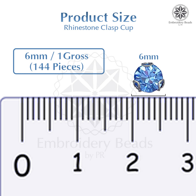 Premium Rhinestone Clasp Cup - 6MM | Sky Blue Diamond