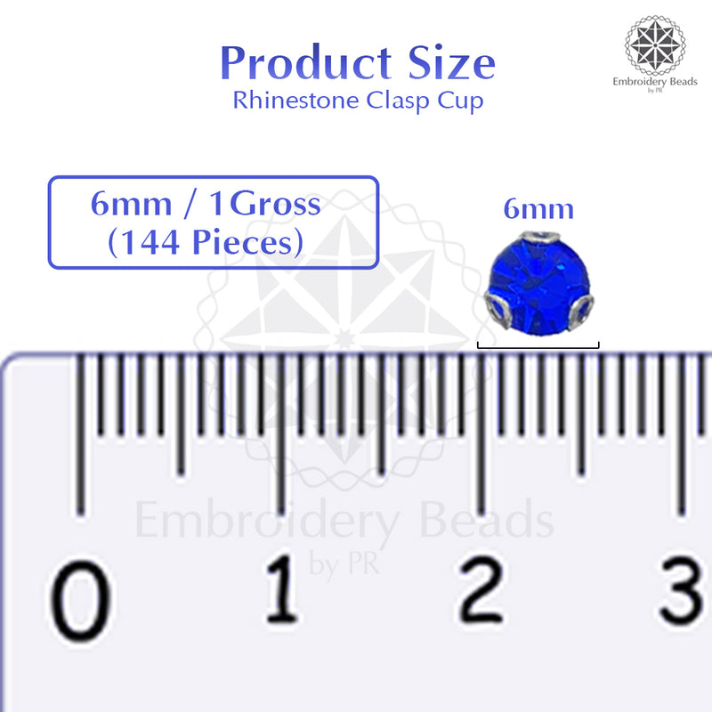 Premium Rhinestone Clasp Cup - 6MM | Royal Blue Diamond