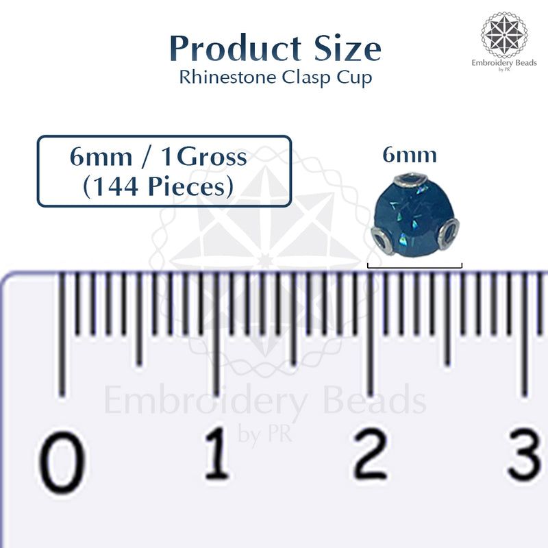 Premium Rhinestone Clasp Cup - 6MM | Dark Blue