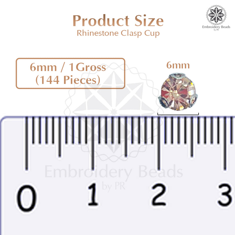 Premium Rhinestone Clasp Cup - 6MM | 	Light Peach