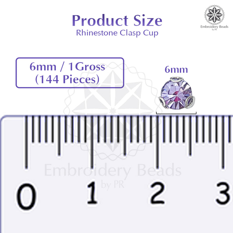 Premium Rhinestone Clasp Cup - 6MM | Lavender