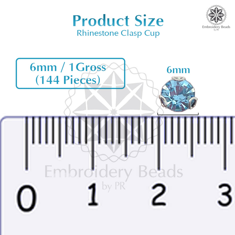 Premium Rhinestone Clasp Cup - 6MM | Aquamarine