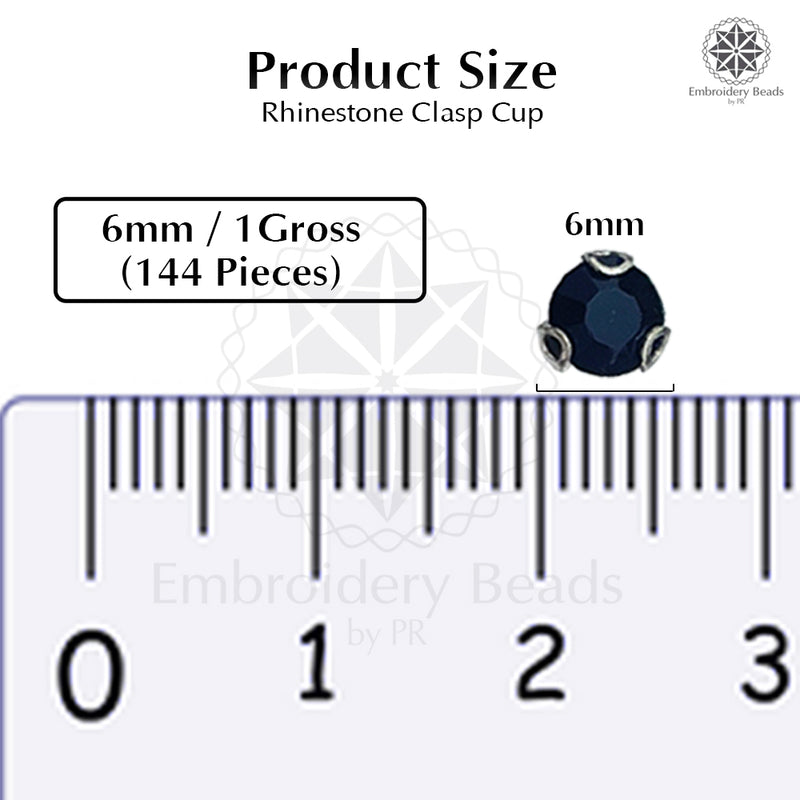 Premium Rhinestone Clasp Cup - 6MM | Black