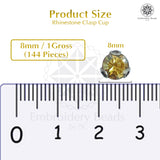 Premium Rhinestone Clasp Cup - 8MM | Golden Amber AB