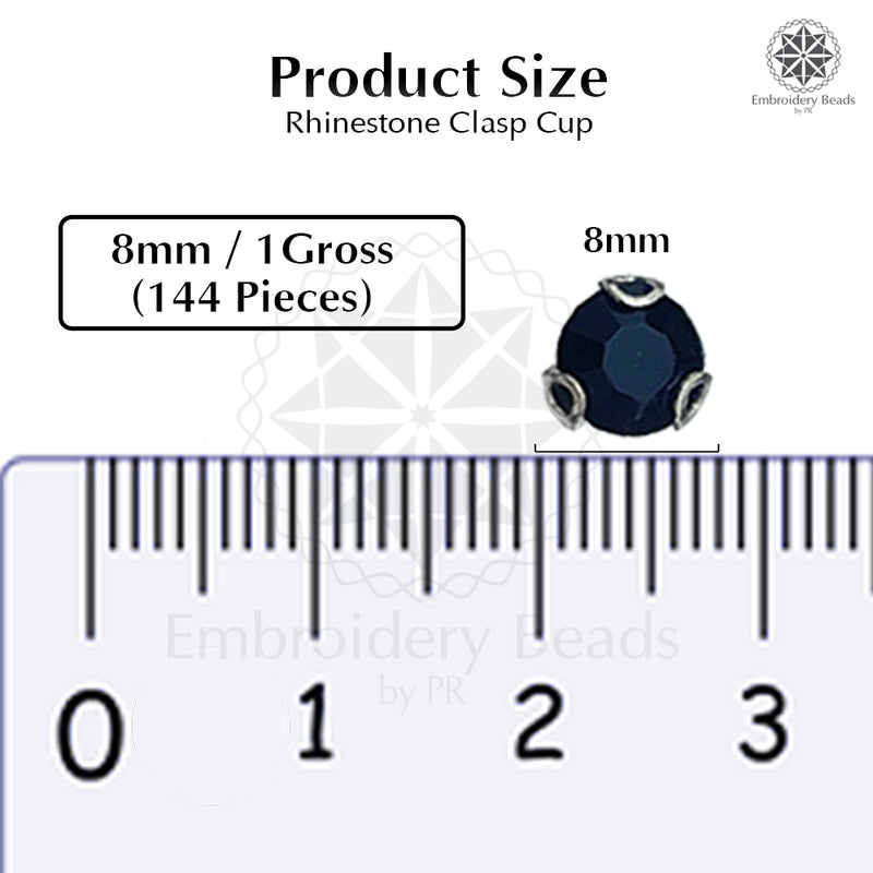 Premium Rhinestone Clasp Cup - 8MM | Black
