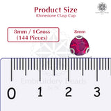 Premium Rhinestone Clasp Cup - 8MM | Red