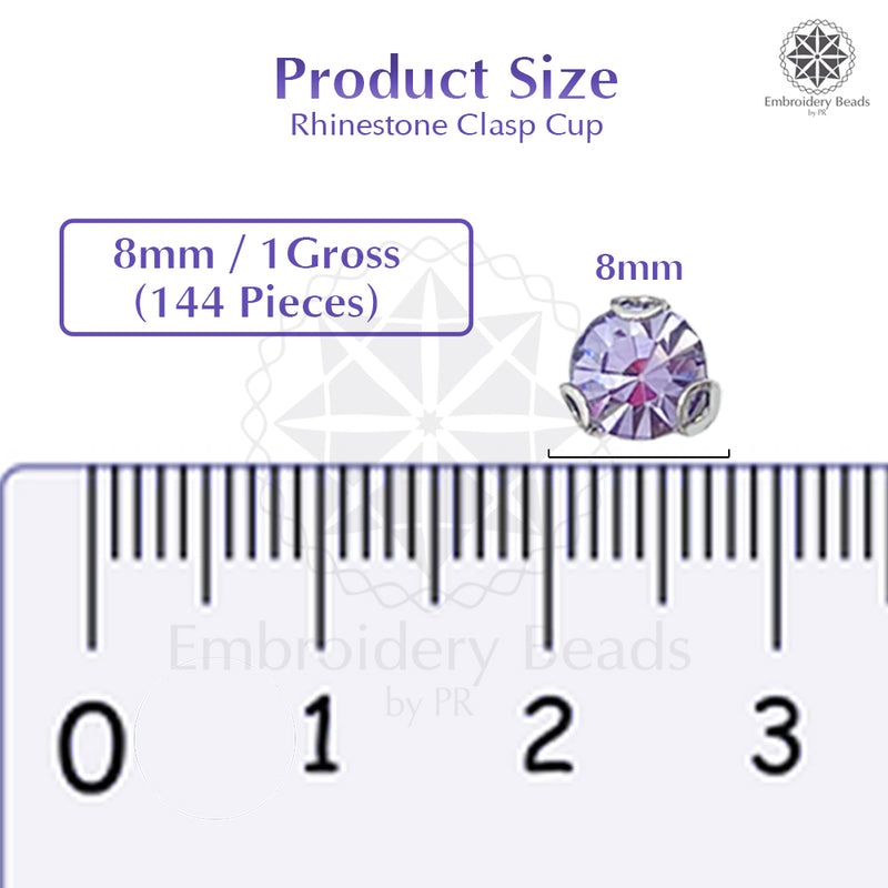 Premium Rhinestone Clasp Cup - 8MM | Lavender