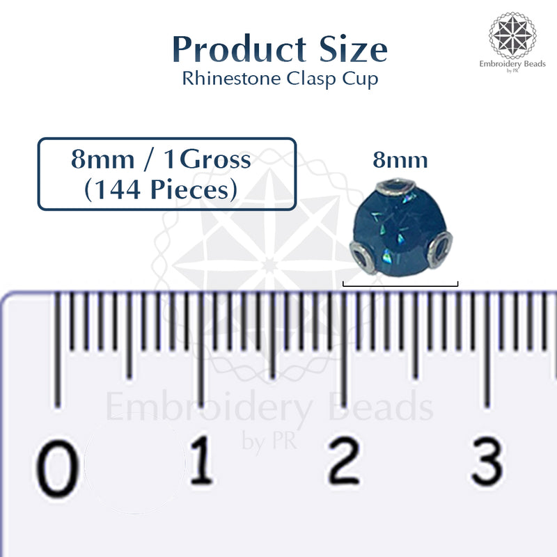Premium Rhinestone Clasp Cup - 8MM | Dark Blue