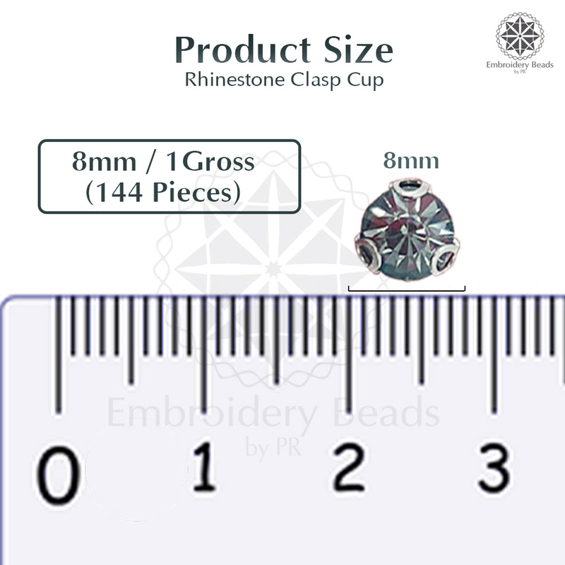 Premium Rhinestone Clasp Cup - 8MM | Black Diamond