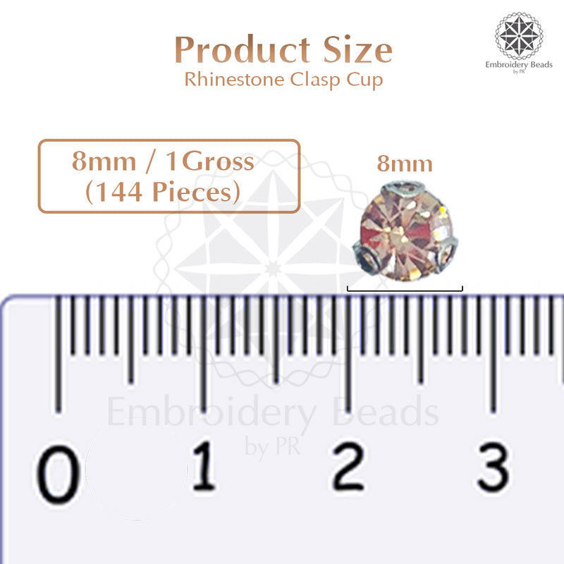 Premium Rhinestone Clasp Cup - 8MM | 	Light Peach