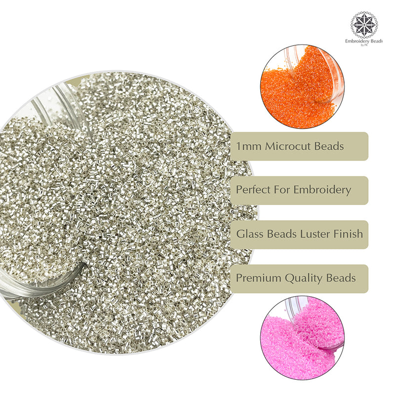 Miyuki Microcut Glass Beads Luster 1mm, Beby Pink+Orange+Silver, 450 Grams