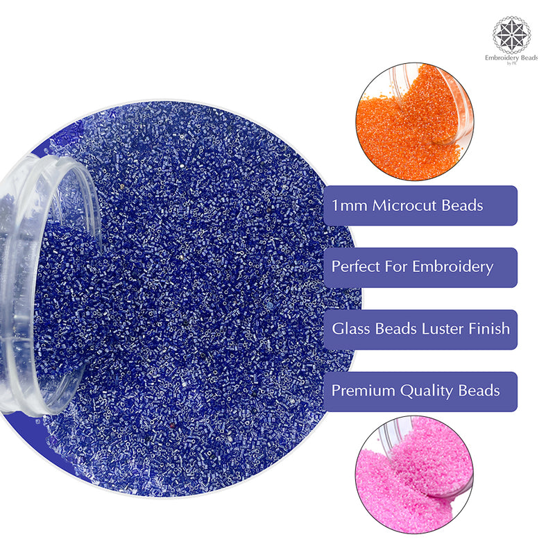 Miyuki Microcut Glass Beads Luster 1mm, Royal Blue+Beby Pink+Orange, 450 Grams