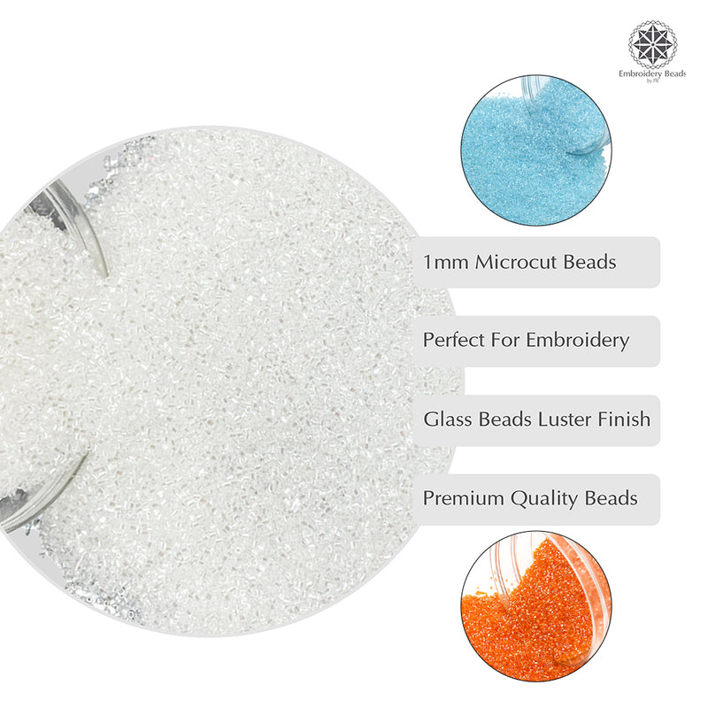 Miyuki Microcut Glass Beads Luster 1mm, Sky Blue+Orange+White, 450 Grams
