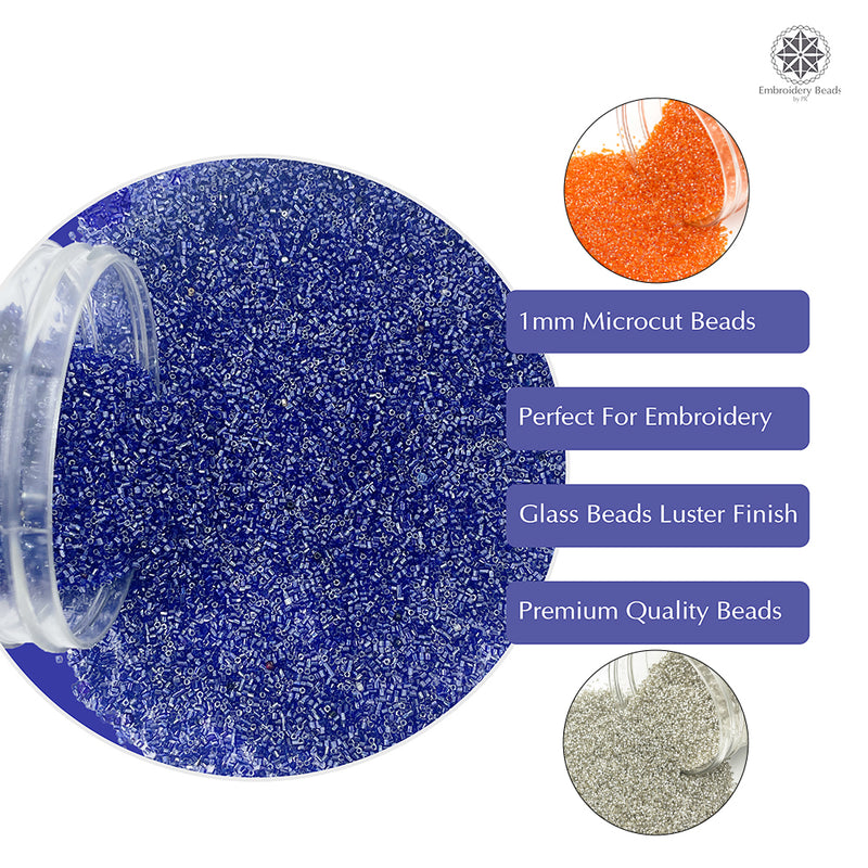 Miyuki Microcut Glass Beads Luster 1mm, Orange+Royal Blue+Silver 450 Grams